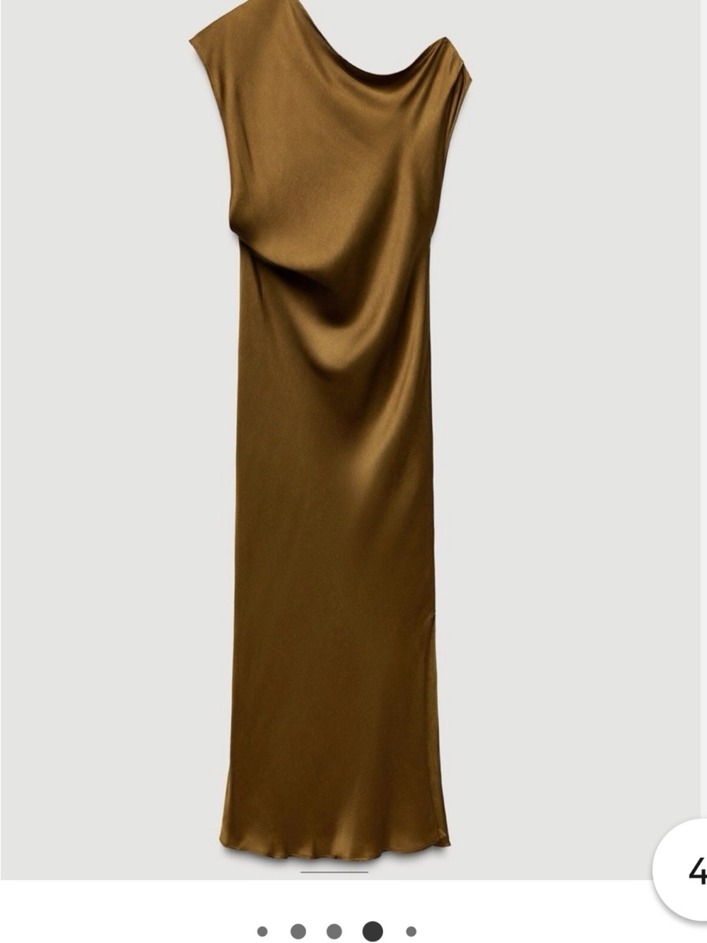 Zara One-Shoulder Midi Dress in Brown - Picture 2 of 3